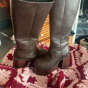 Dollskill Brown Platform Knee-High Boots